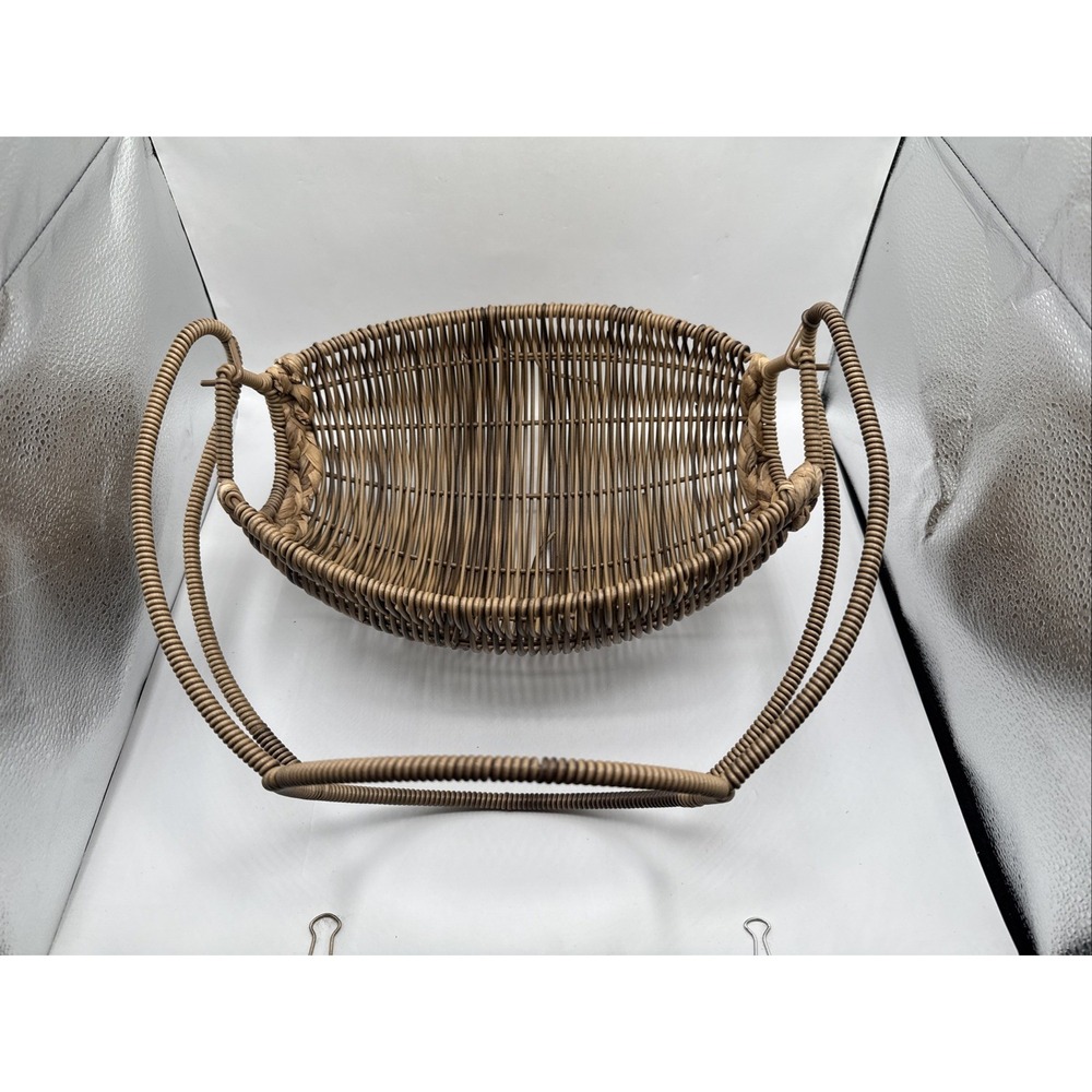 Vintage Cradle Basket with Holder Rustic Farmhouse Decor Cottage MCM - Picture 6 of 8